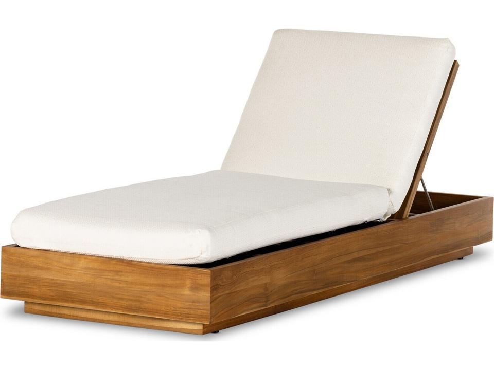Solano Faye Cream / Natural Teak Chaise Lounge