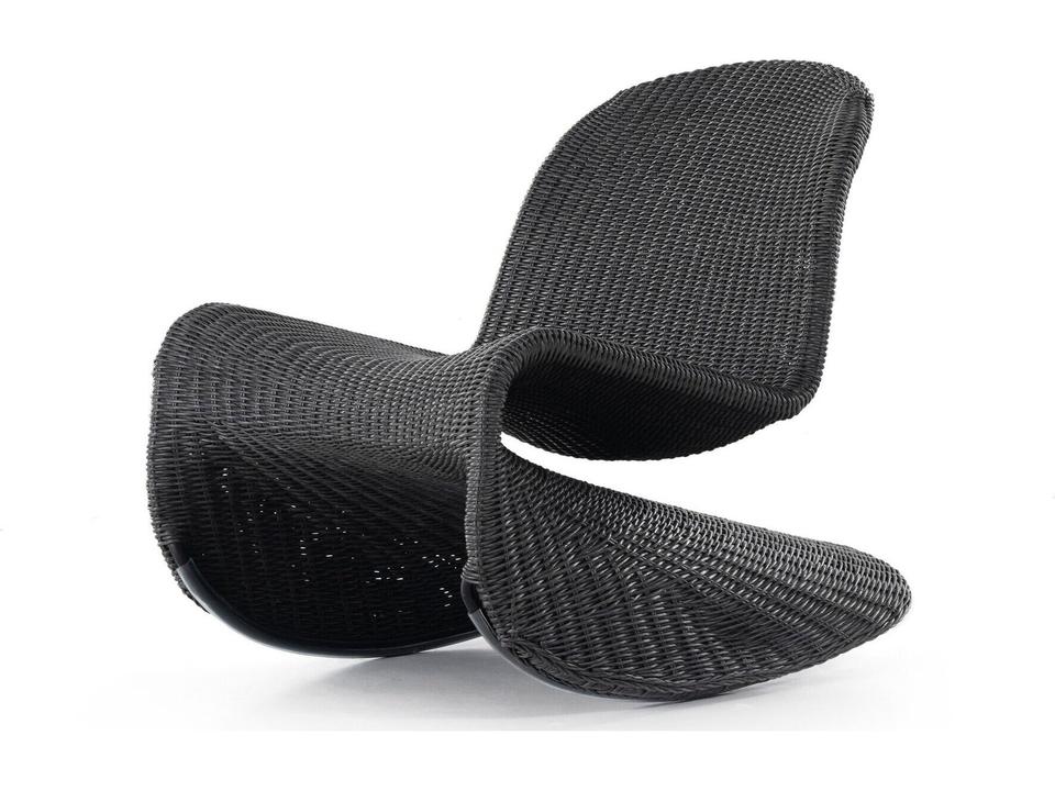 Grass Roots Polyethylene Wicker Rocking Chair in Vintage Coal