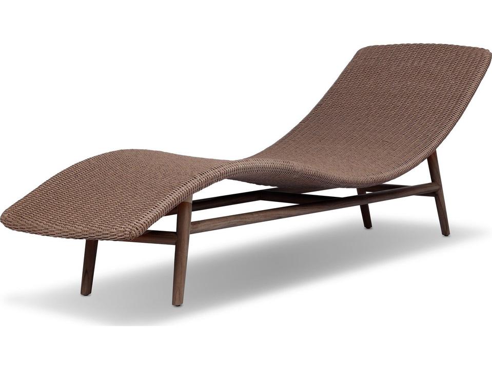 Four Hands Portia Outdoor Tanned Weave Chaise Lounge with Teak Frame