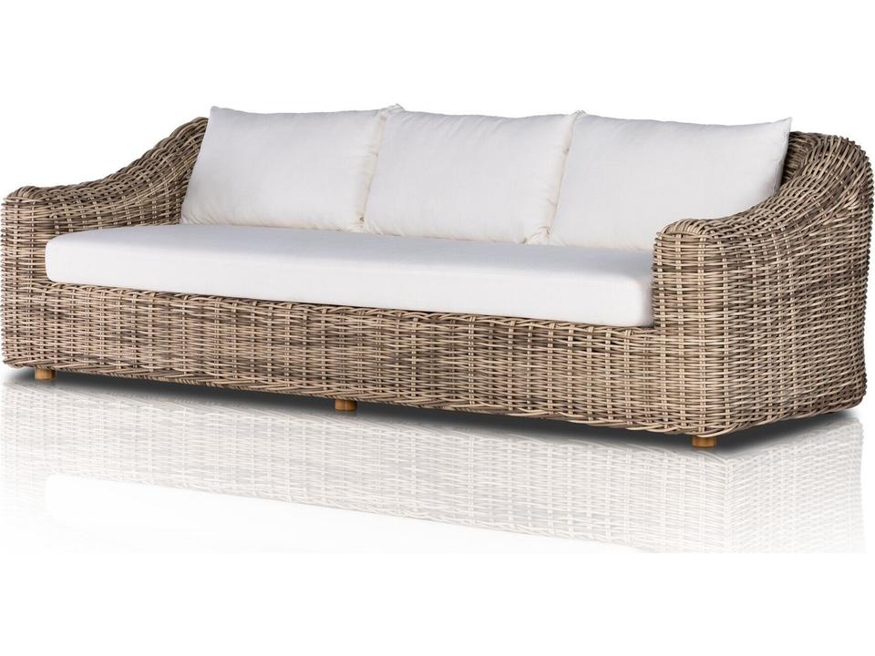 Globetrotter Outdoor Venao Ivory / Natural Teak Chunky Sand Woven Sofa