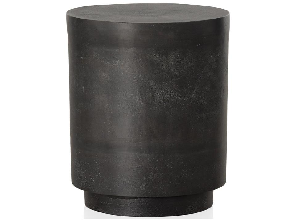 Javi Round Cast Aluminum End Table in Aged Grey