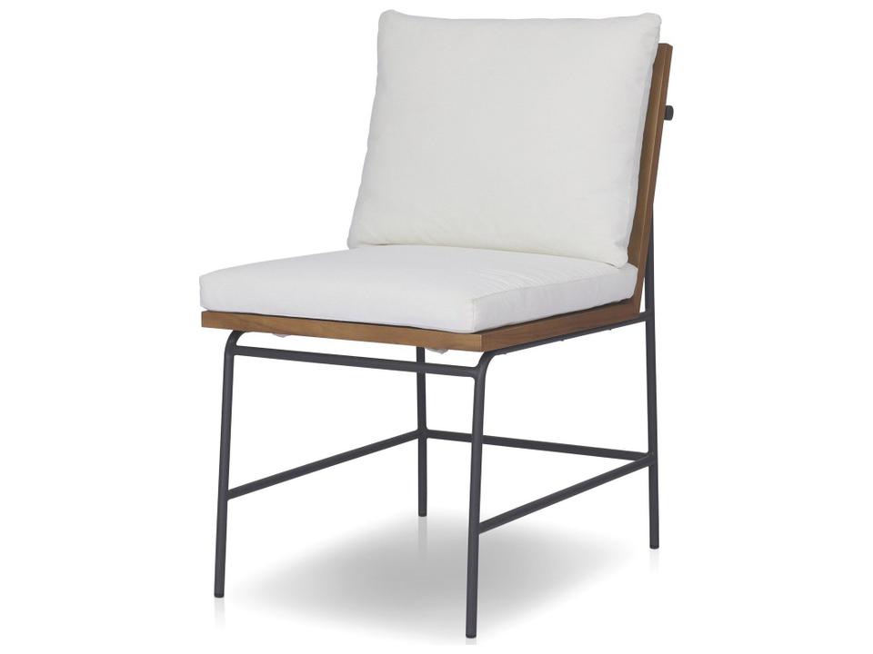 Grass Roots Crete Iron and Teak Dining Chair with Arashi Salt Cushion