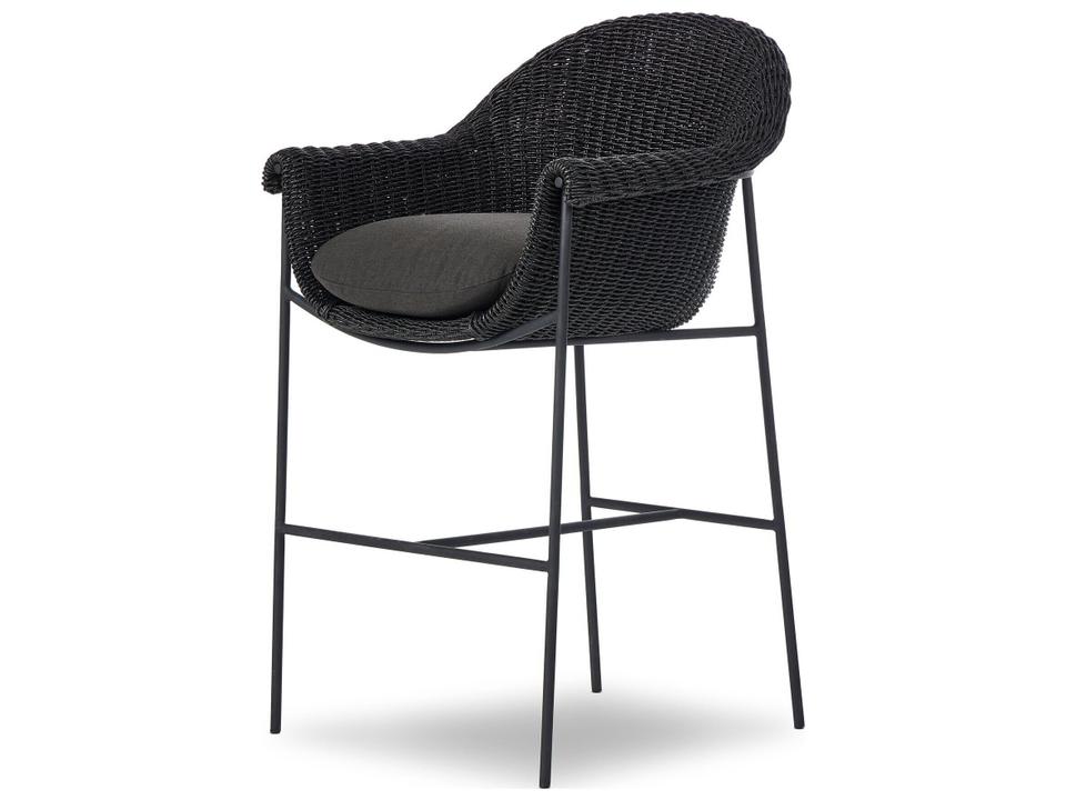 Suerte Outdoor Bar Stool Faux Black Hyacinth