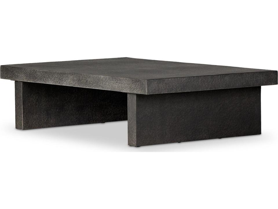 Four Hands Huesca Rectangle Outdoor Coffee Table in Distressed Graphite Concrete