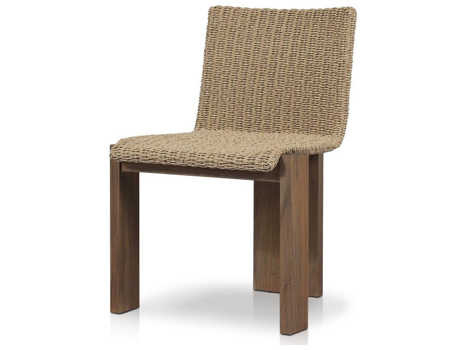 Roxy Dining Chair with Faux Hyacinth Seat in Stained Teak