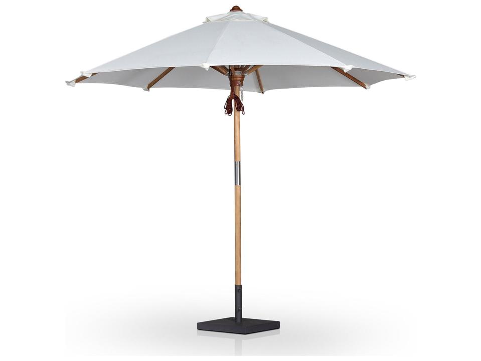 Garwood Baska 118-Inch Round Teak Umbrella with Arashi Salt Acrylic Canopy