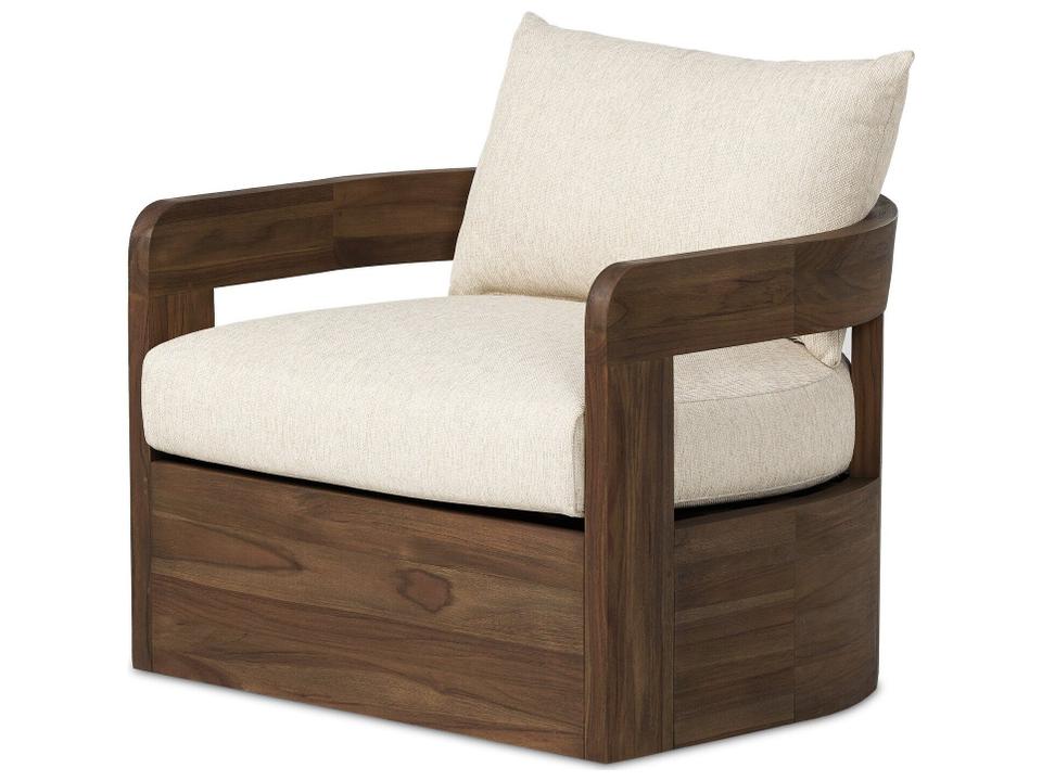 Pembrook Jackson Swivel Chair Ellor Beige Teak Frame