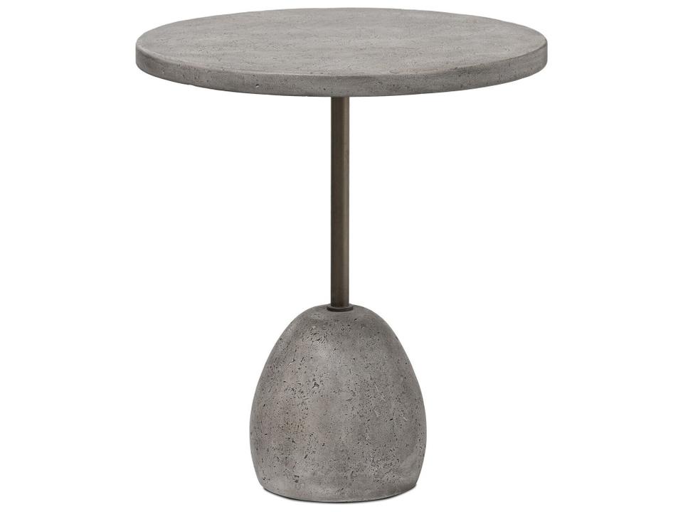 Four Hands Emens 18-Inch Round Outdoor End Table in Aged Smoke Concrete
