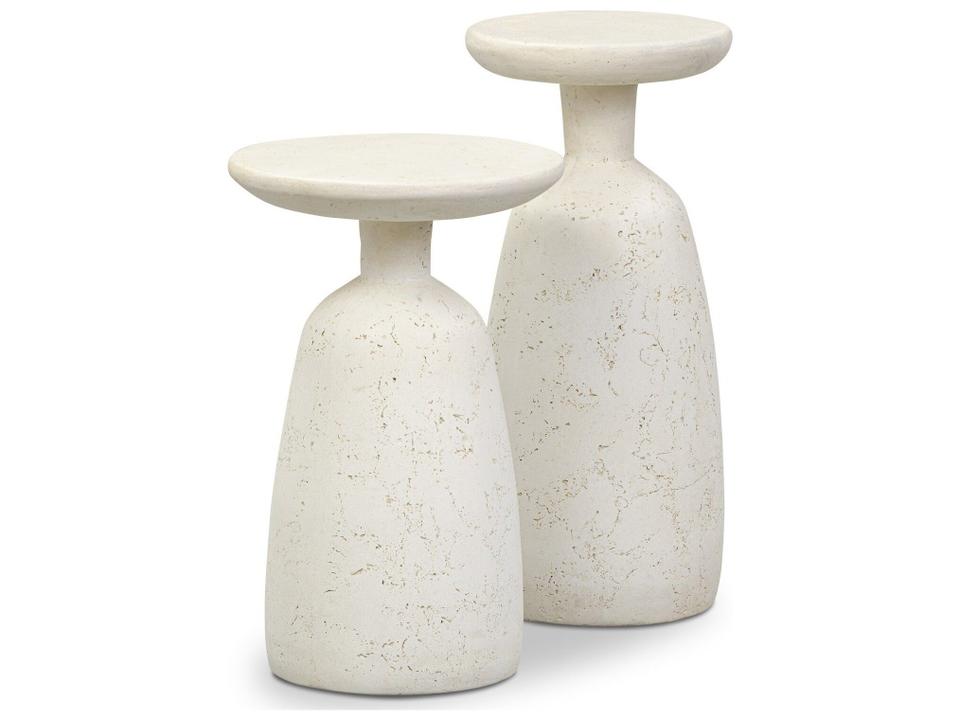 Ramara Concrete Nesting End Tables in Aged White Concrete