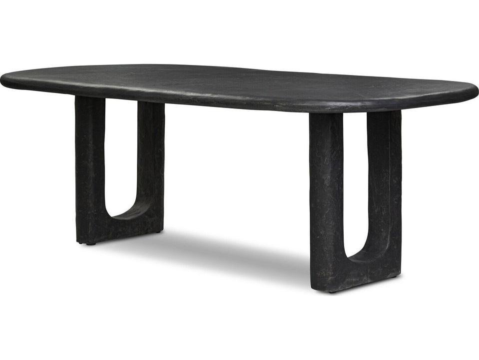 Obito 84-Inch Softened Rectangle Concrete Dining Table in Obsidian