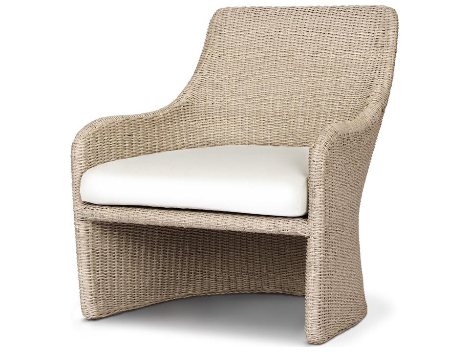 Blaire Woven Polyethylene Outdoor Lounge Chair in Vintage White
