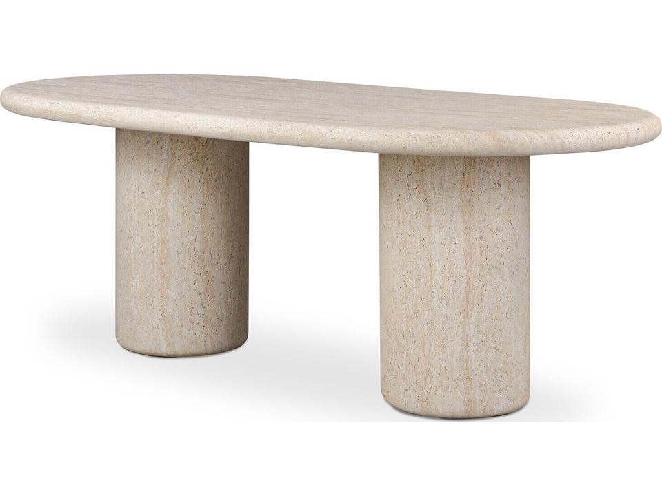 Poole 78-Inch Oval Solid Concrete Dining Table in Textured Sand