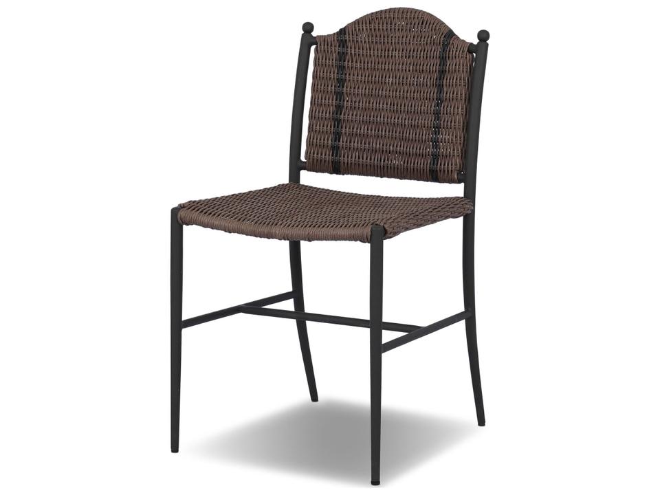 Abel Steel Dining Chair with Tanned Polyethylene Weave in Dark Bronze