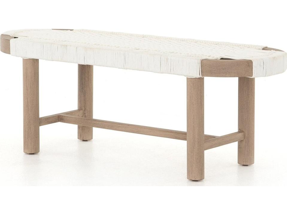 Solano Washed Brown / White Rope Teak Bench