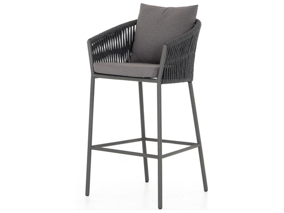 Solano Porto Outdoor Bar Stool in Venao Charcoal and Bronze