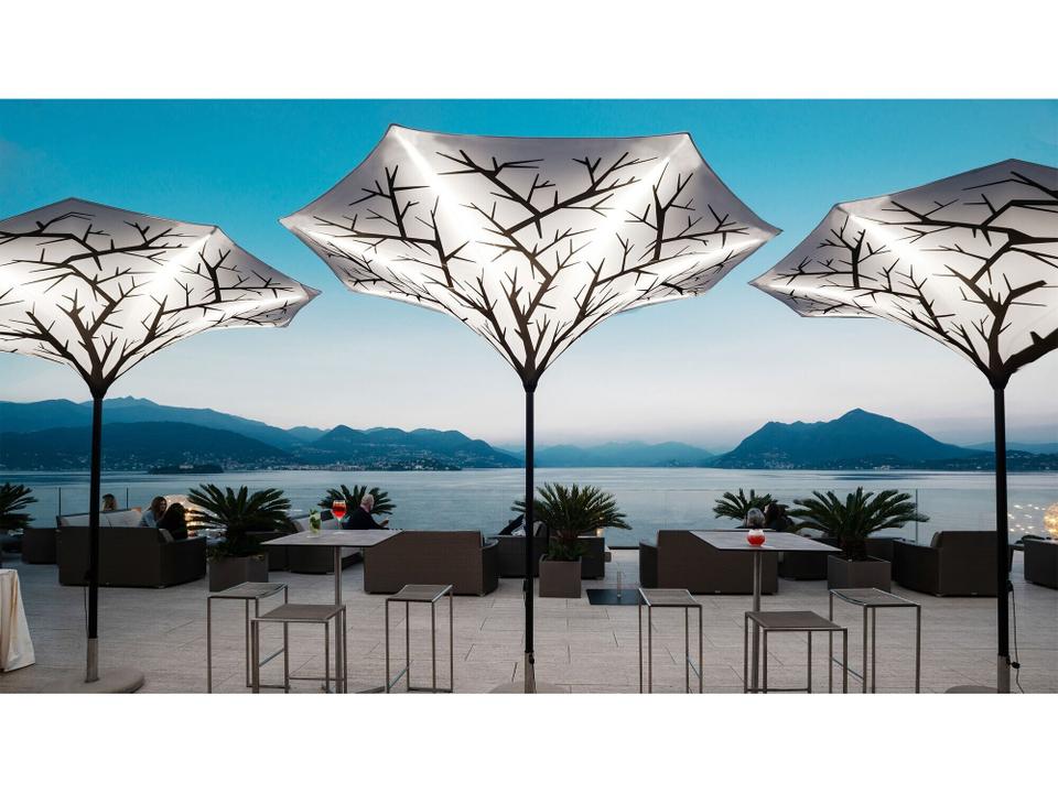 FIM The Plant 10 Foot Round Crank Umbrella with Tree Printed Fabric