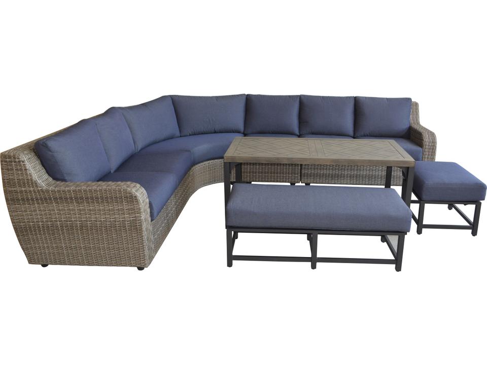 Anesis 7-Piece Outdoor Wicker Sectional Set in Linen Agave