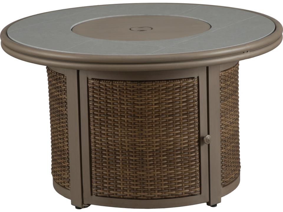 Drew and Jonathan Home Skyline Round Fire Pit Table with Wicker Look