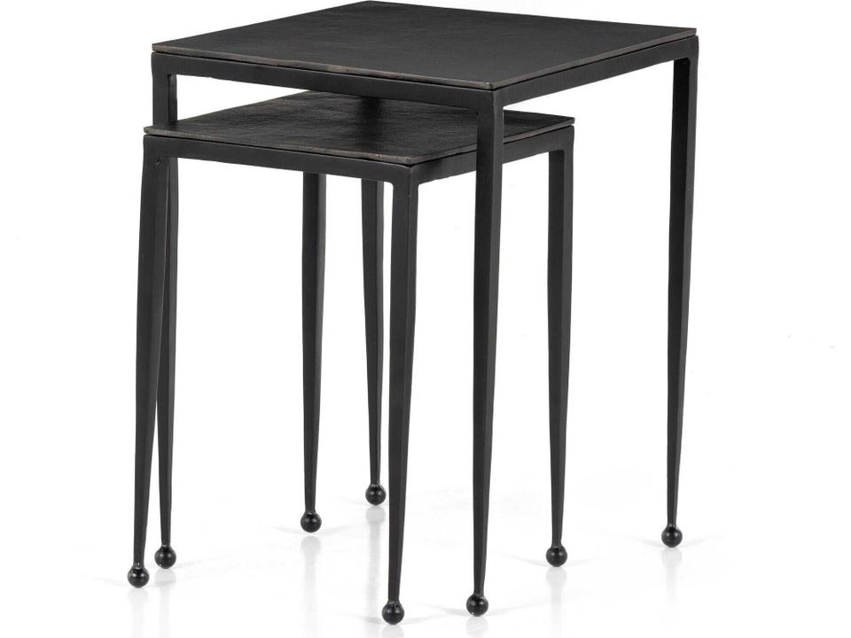 Dalston Nesting End Table Set in Raw Black Aluminum and Iron