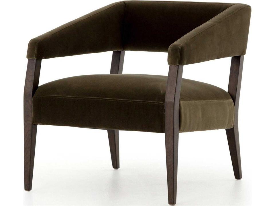 Gary Accent Chair Surrey Olive Fabric with Burnt Oak Frame
