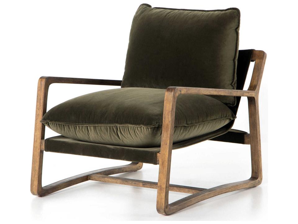 Ace Accent Chair in Olive Green Cotton Blend Upholstery