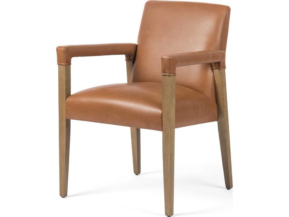 Abbott Reuben Solid Wood Brown Arm Dining Chair