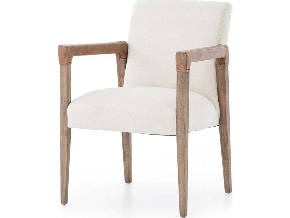 Reuben Upholstered Dining Armchair in Natural Linen