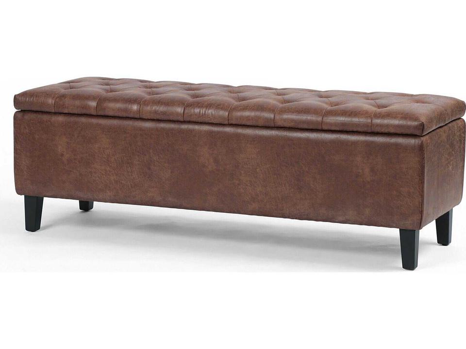 Jefferson Trunk Vintage Tobacco Faux Leather Storage Bench