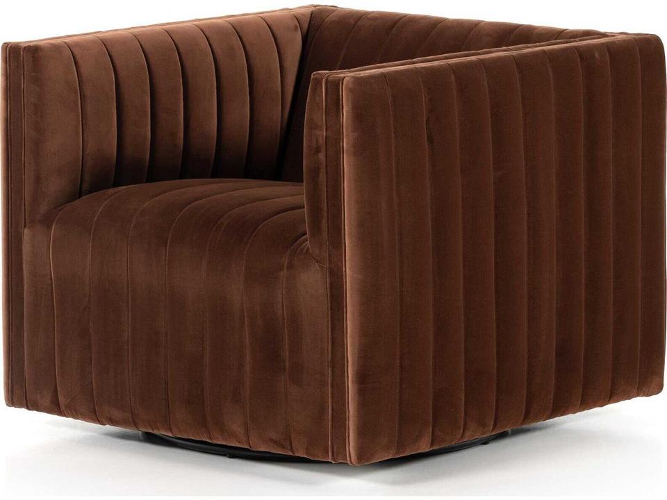 Grayson Augustine Swivel Accent Chair in Surrey Auburn Fabric