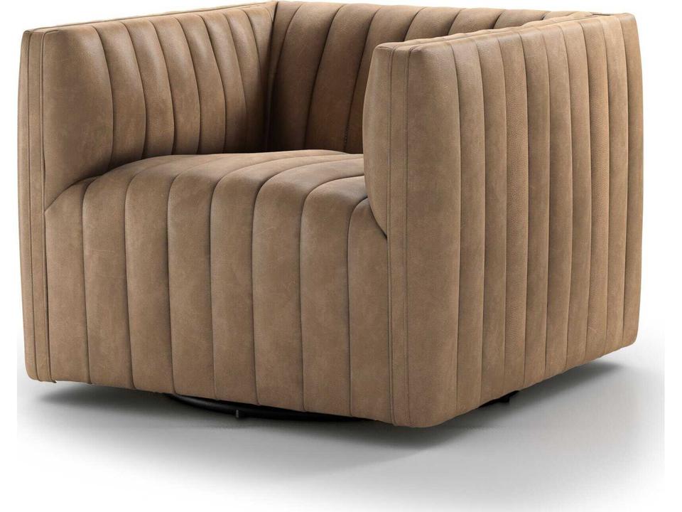 Grayson Augustine Top Grain Leather Swivel Accent Chair in Palermo Drift