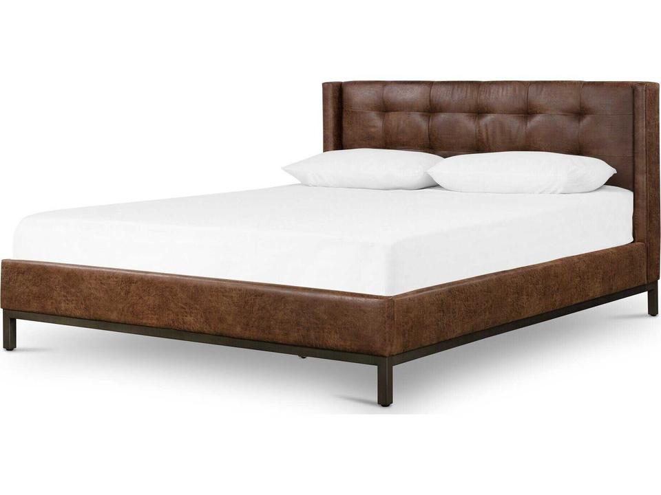 Easton Newhall King Upholstered Platform Bed in Vintage Tobacco