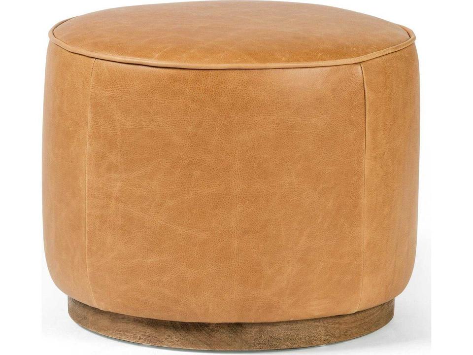 Sinclair Westgate Round Ottoman Butterscotch Leather