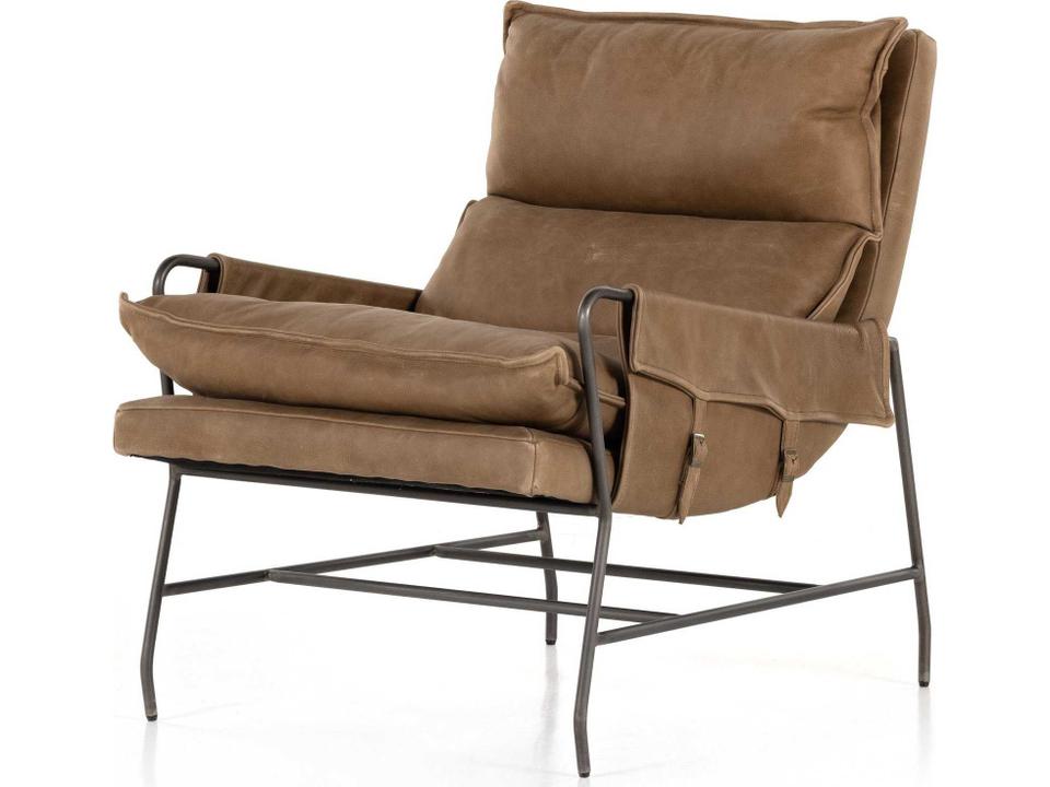 Westgate Taryn Brown Leather Accent Chair with Gunmetal Frame