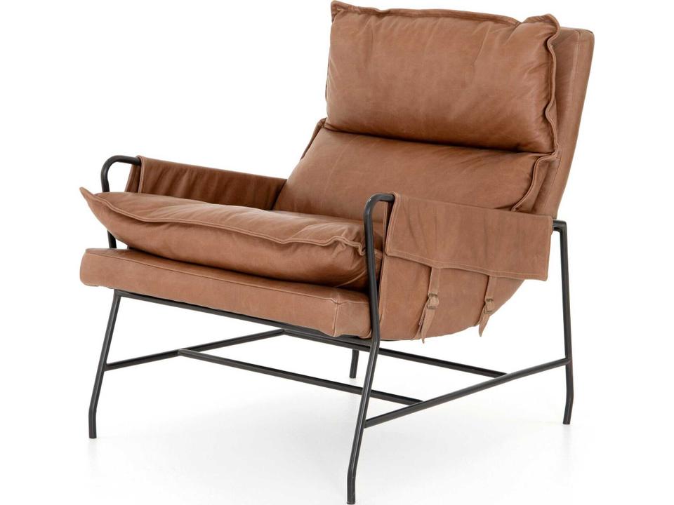 Westgate Taryn Top Grain Leather Accent Chair in Chaps Saddle