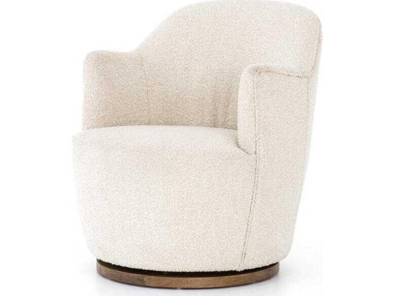 Aurora Swivel Accent Chair in Knoll Natural Boucle Performance Fabric