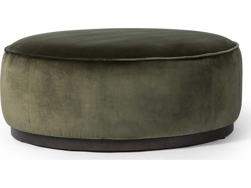 Westgate Sinclair Surrey Olive Upholstered Large Round Ottoman