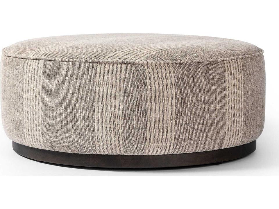 Sinclair Large Round Upholstered Ottoman in Manchester Flint