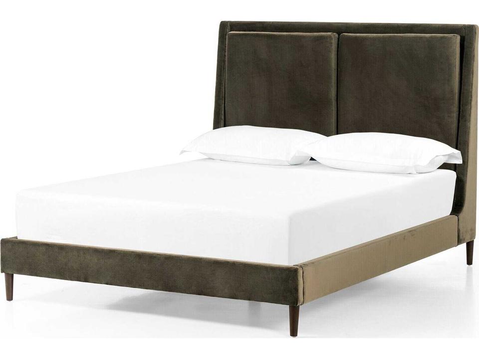 Kensington Potter Queen Upholstered Bed in Surrey Olive and Burnt Oak