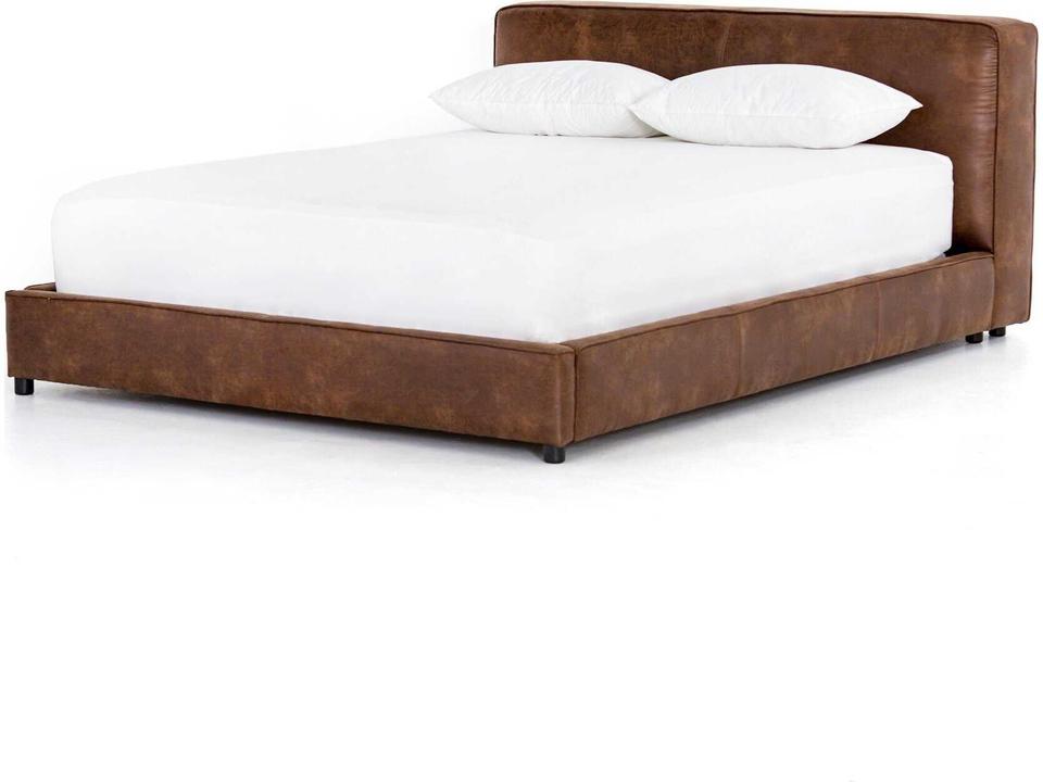 Aidan Queen Upholstered Bed in Vintage Tobacco Faux Leather