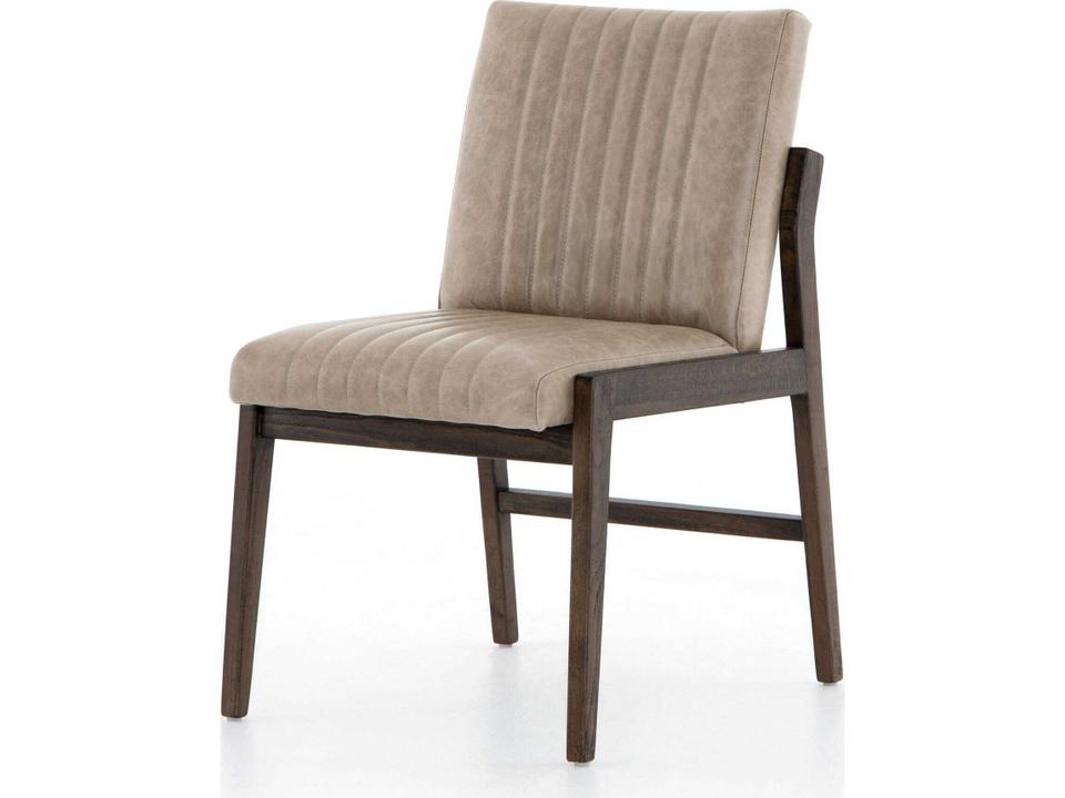 Westgate Alice Leather Beech Wood Gray Upholstered Side Dining Chair