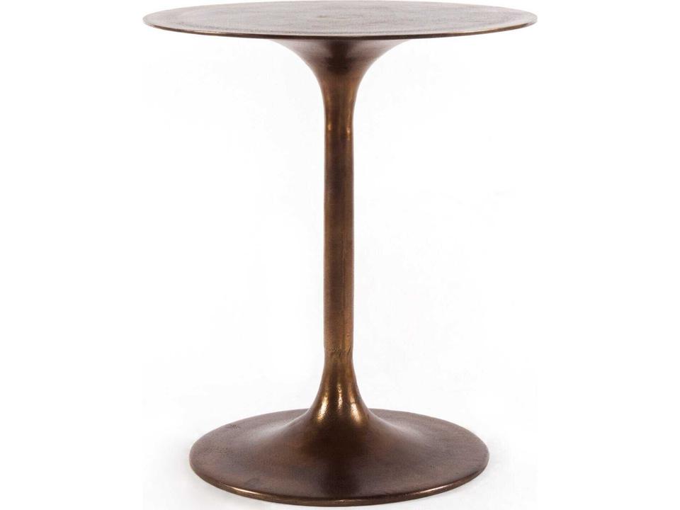 Marlow Tulip Round Cast-Aluminum End Table in Antique Rust