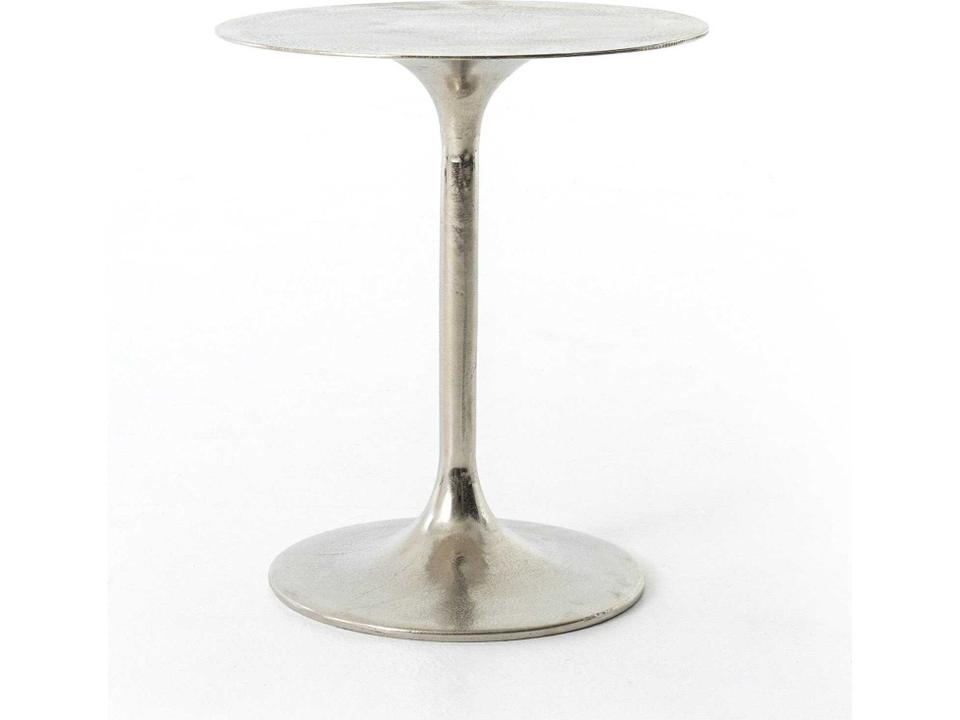 Marlow Tulip Modern Side Table in Raw Nickel Aluminum