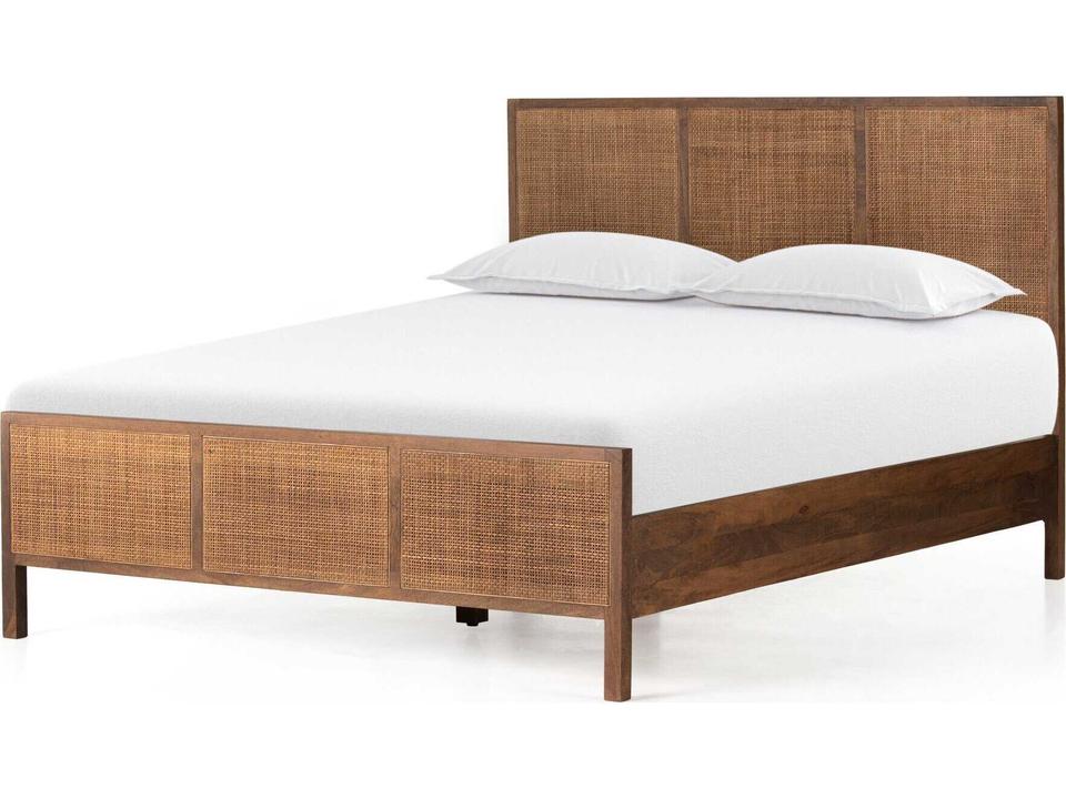 Prescott Sydney Brown Wash Cane Mango Wood King Platform Bed