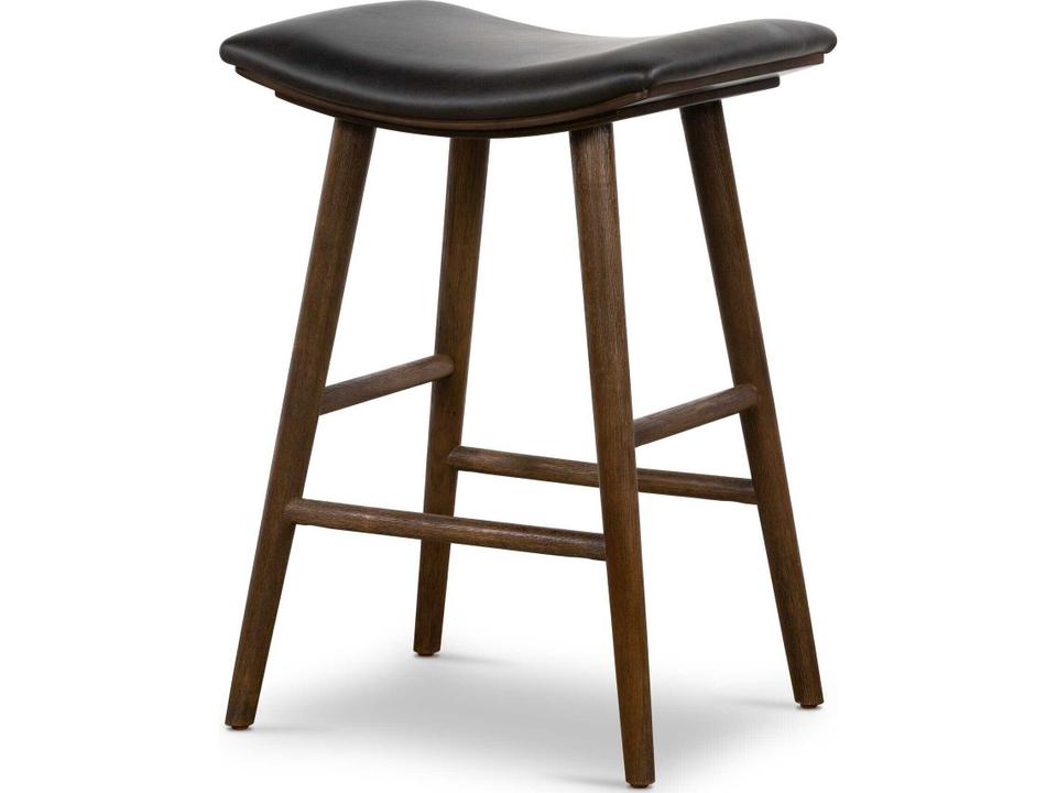 Union Counter Stool Distressed Black Faux Leather