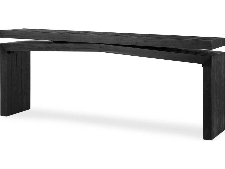 Matthes Rectangle Console Table in Aged Black Pine Solid Reclaimed Wood