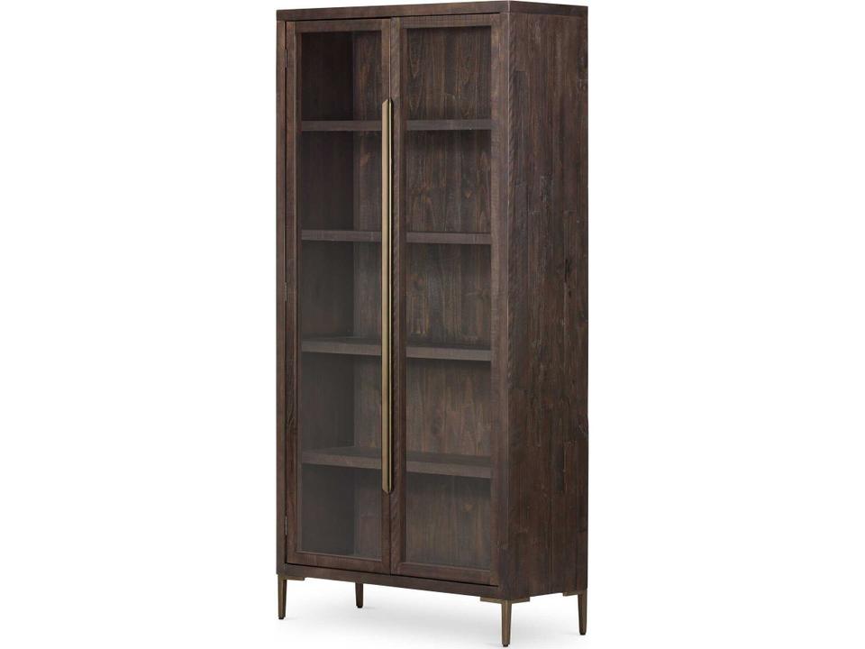 Wyeth Dark Carbon Reclaimed Pine Cabinet with Glass Doors