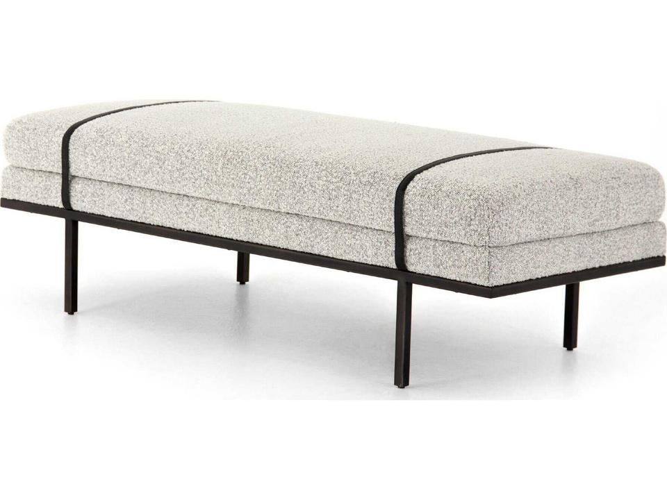 Westgate Harris Knoll Domino Fabric and Leather Accent Bench Gunmetal