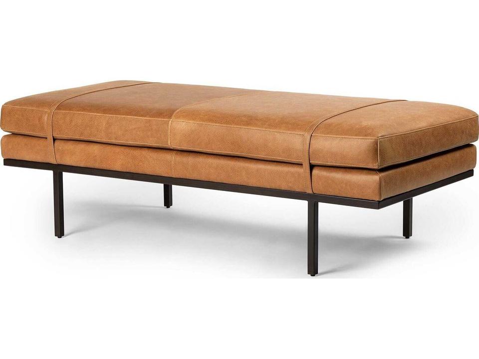 Westgate Accent Bench in Gunmetal and Palermo Cognac Brown Leather