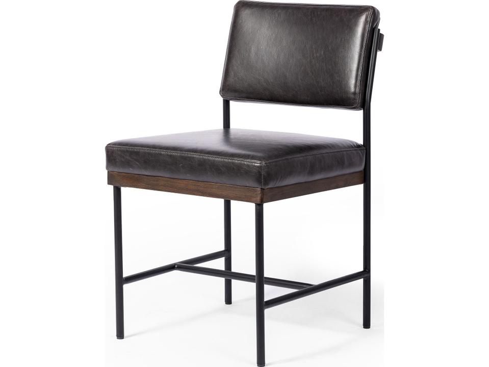 Benton Upholstered Dining Side Chair in Sonoma Black Top-Grain Leather