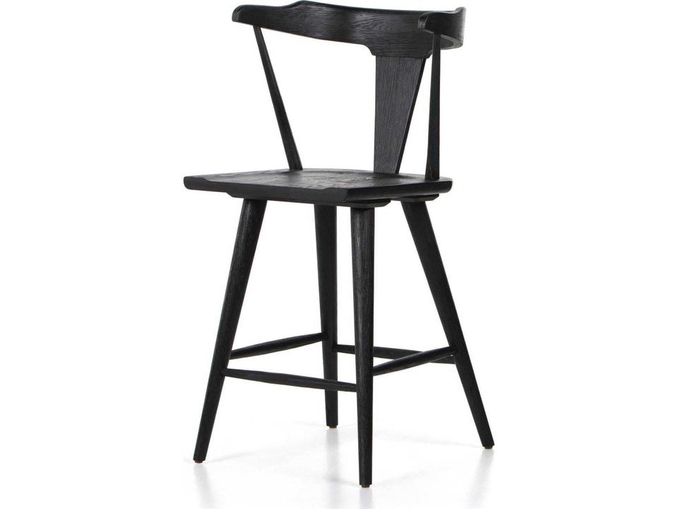 Garth Ripley Oak Wood Black Counter Stool